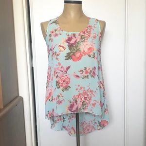 Forever 21 sheer floral tie back flowy tank
